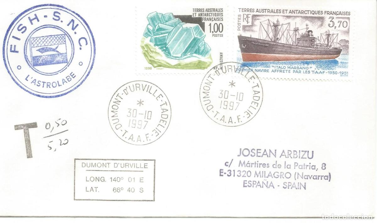 Sellos: ANTARTIDA ANTARCTIC TAAF 1997 DUMONT D&acute;URVILLE FISHING SHIP L&acute;ASTROLABE PESCA FISH