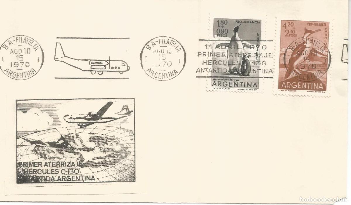 Timbres: ANTARTICA ANTARCTIC ARGENTINA PRIMER VUELO HERCULES 130 AVION PLANE