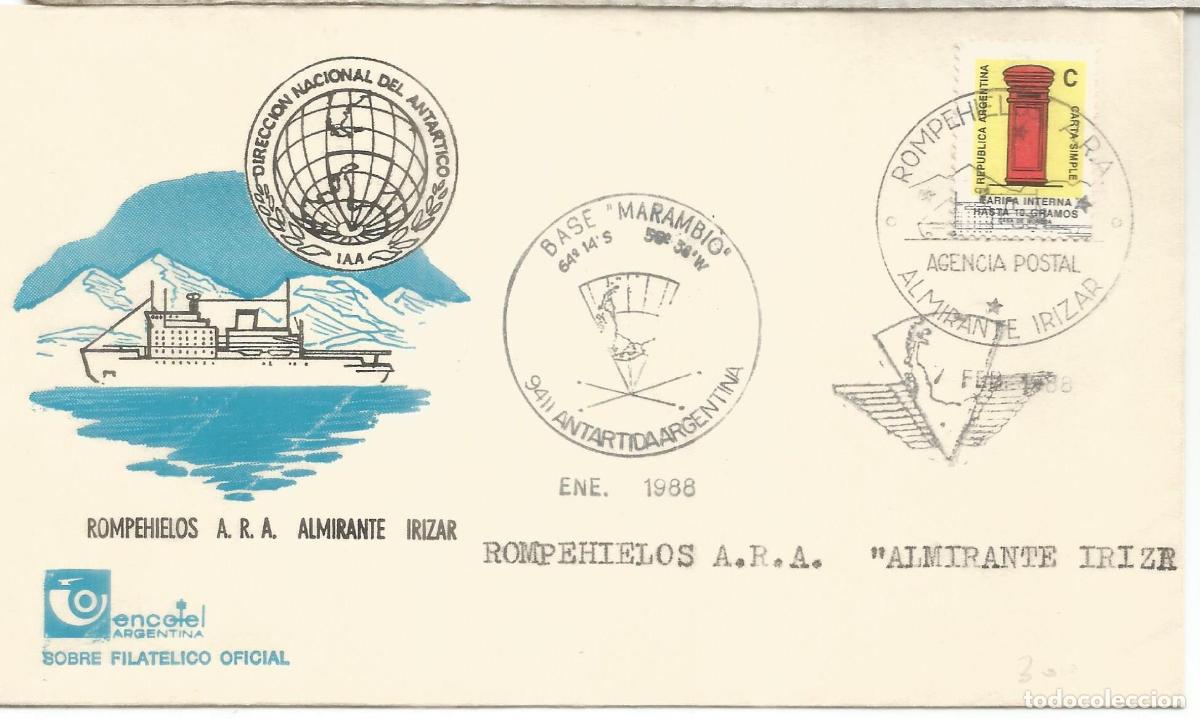 Timbres: ANTARTICA ANTARCTIC ARGENTINA BASE MARAMBIO + ROMPEHIELOS ALMIRANTE IRIZAR