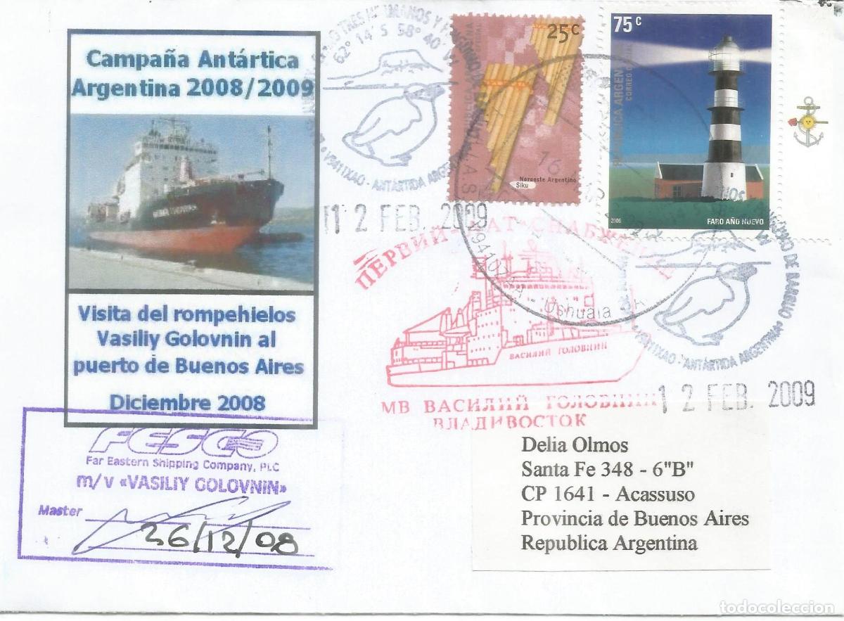 Timbres: ANTARTICA ANTARCTIC ARGENTINA BASE JUBANY + VASILIY GOLOVNIN
