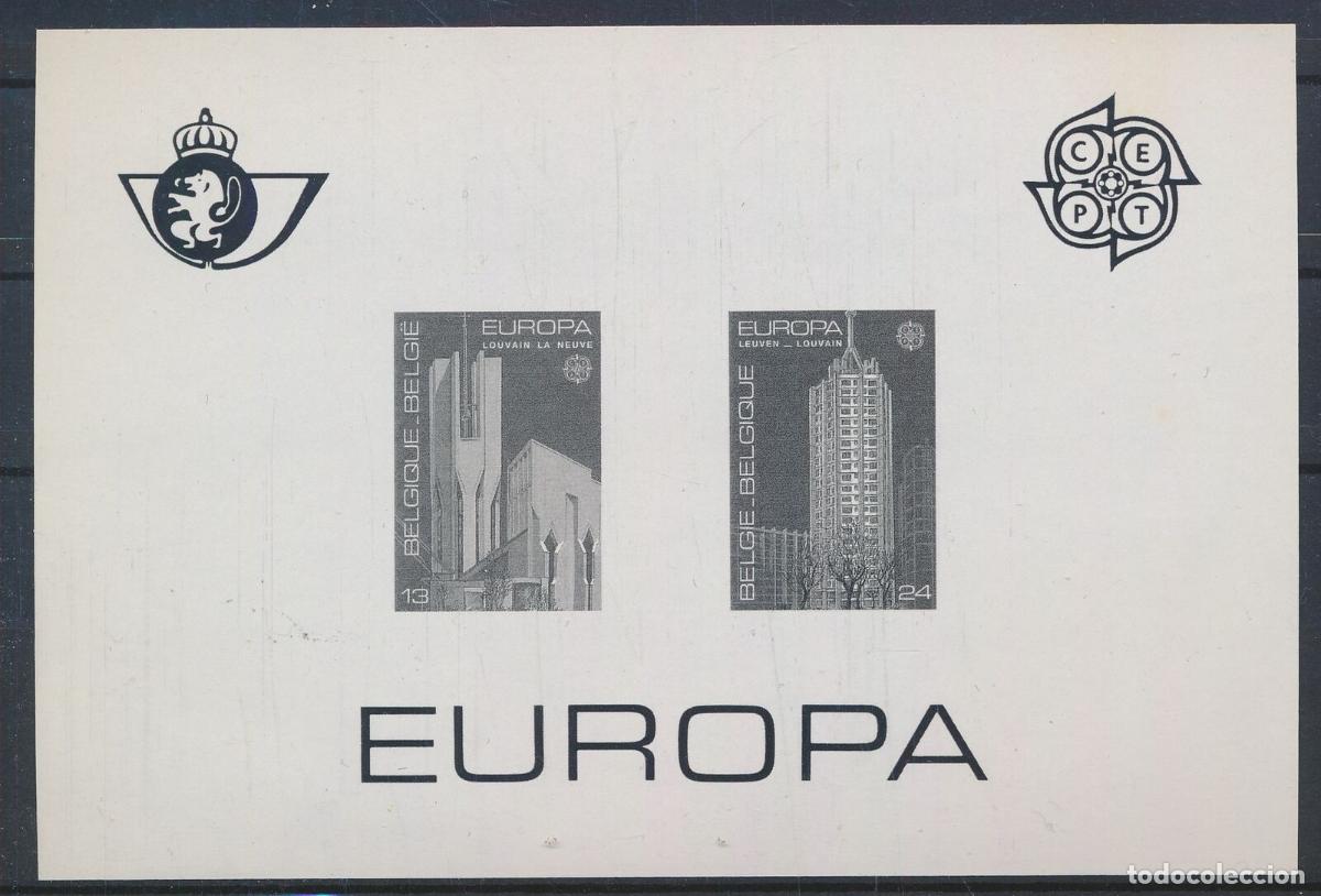 Timbres: BELGICA IMPRESION EN NEGRO BLAK PRINT EUROPA ARQUITECTURA LOVAINA
