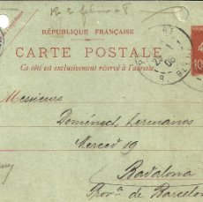 Sellos: ENTERO POSTAL CORDELERIA DOMENECH HNOS. - BADALONA - CARTE POSTALE - W. PREU. PARIS 1908