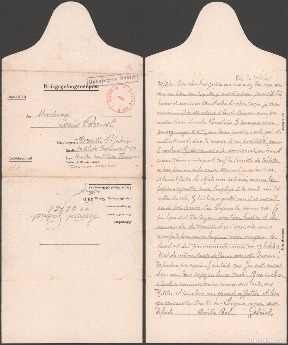 Timbres: ALEMANIA A MARSEILLE ST JULIEN FRANCIA POW CORREO PRISIONEROS DE GUERRA STALAG XIIB