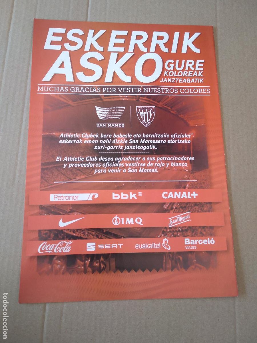 Briefmarken: HOJA REVISTA ATHLETIC CLUB BILBAO PATROCINADORES CONSEJOS PARA SALIR DE SAN MAMES
