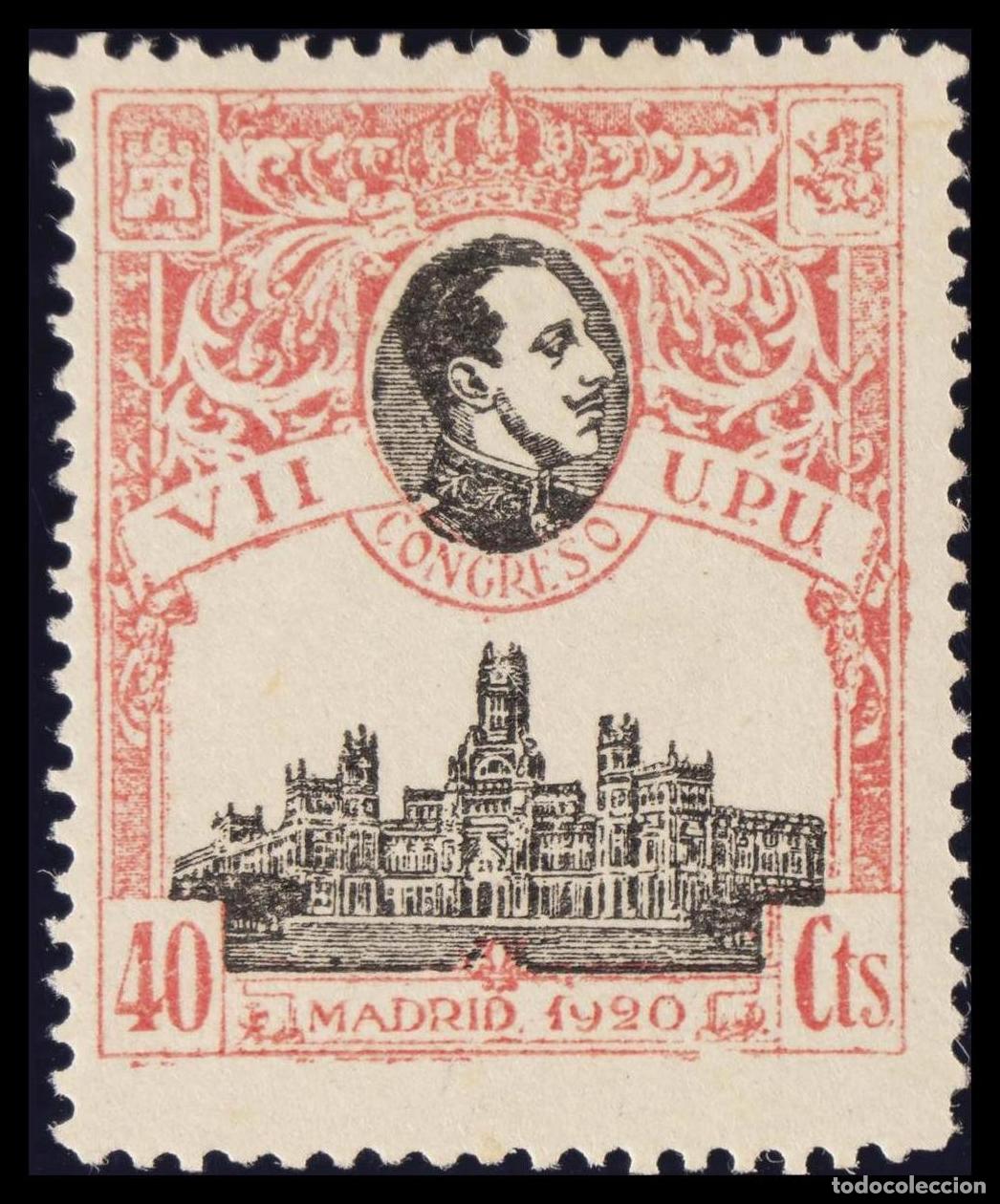Selos: 1&ordm; y 2&ordm; Centenario. &#9733; 305. 1920. 40 cts rosa. MAGNIFICO. Edifil 2020: 40 Euros