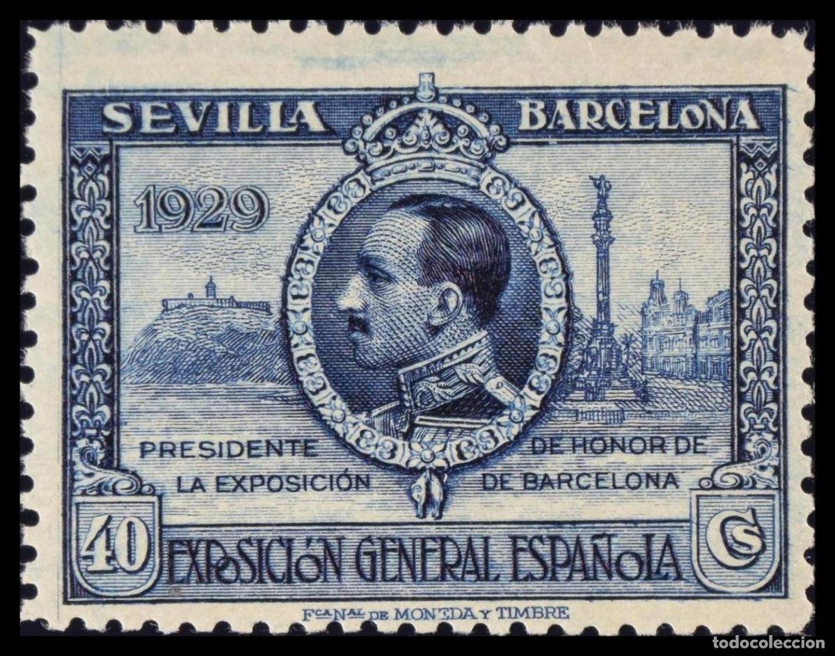 Stamps: 1&ordm; y 2&ordm; Centenario. &#9733;&#9733; 442. 1929. 40 cts azul. MAGNIFICO. Edifil 2020: 16 Euros