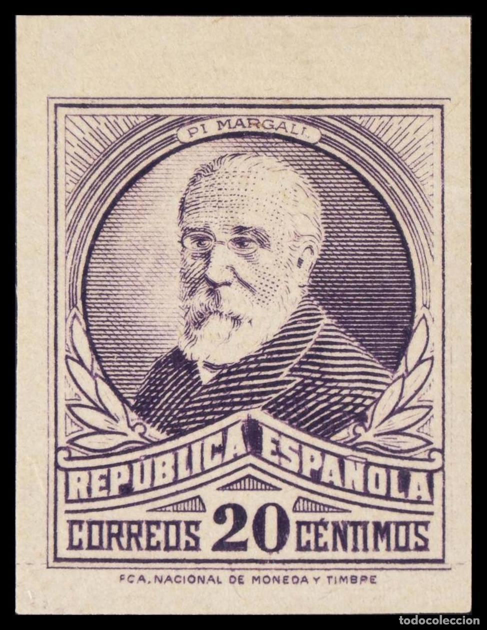 Timbres: 1&ordm; y 2&ordm; Centenario. &#9733; 666s. 1932. 20 cts violeta. SIN DENTAR. MAGNIFICO. Edifil 2020: 12,5 Eur