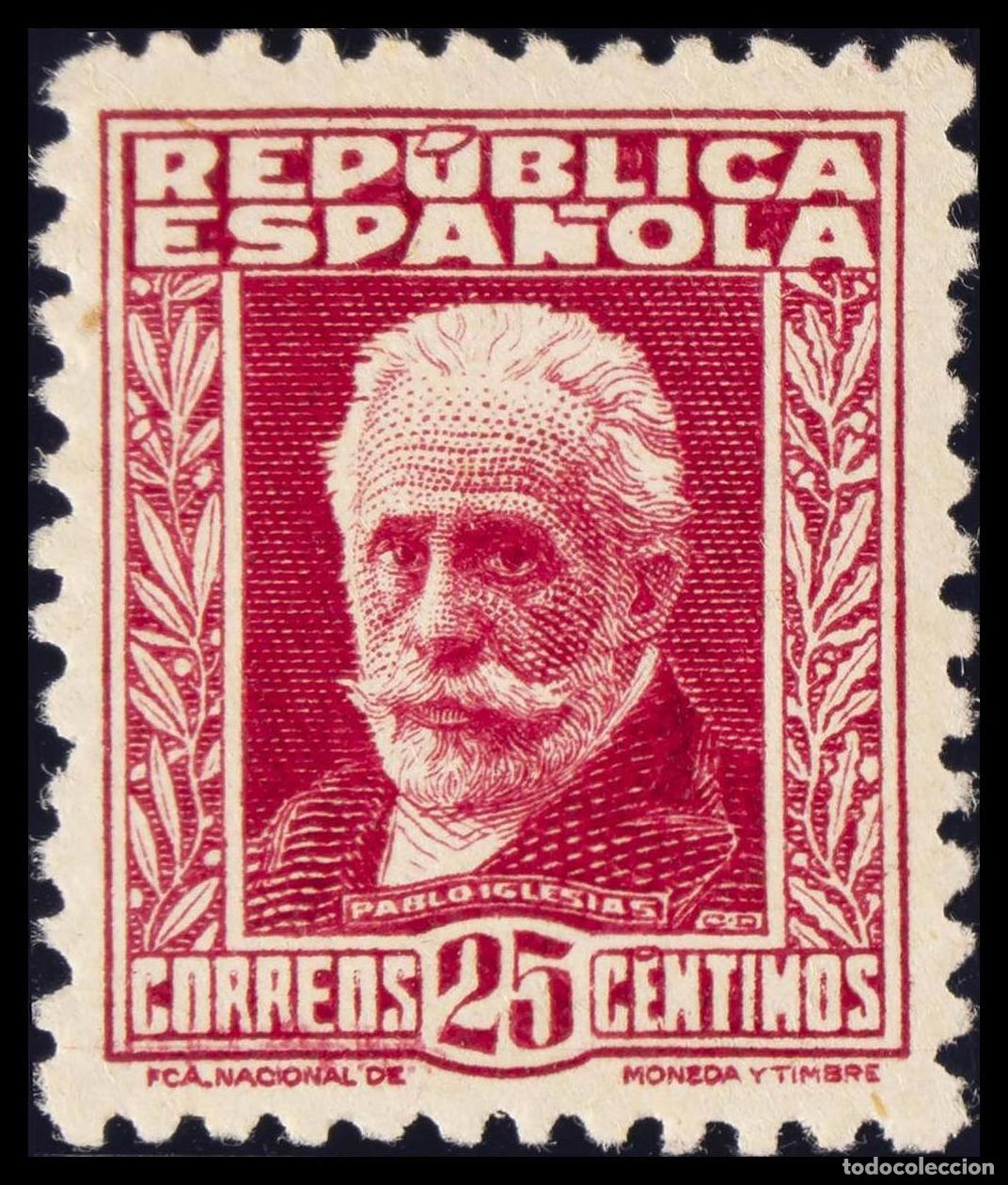 Timbres: 1&ordm; y 2&ordm; Centenario. &#9733; 667. 1932. 25 cts carm&iacute;n. MAGNIFICO. Edifil 2020: 52 Euros