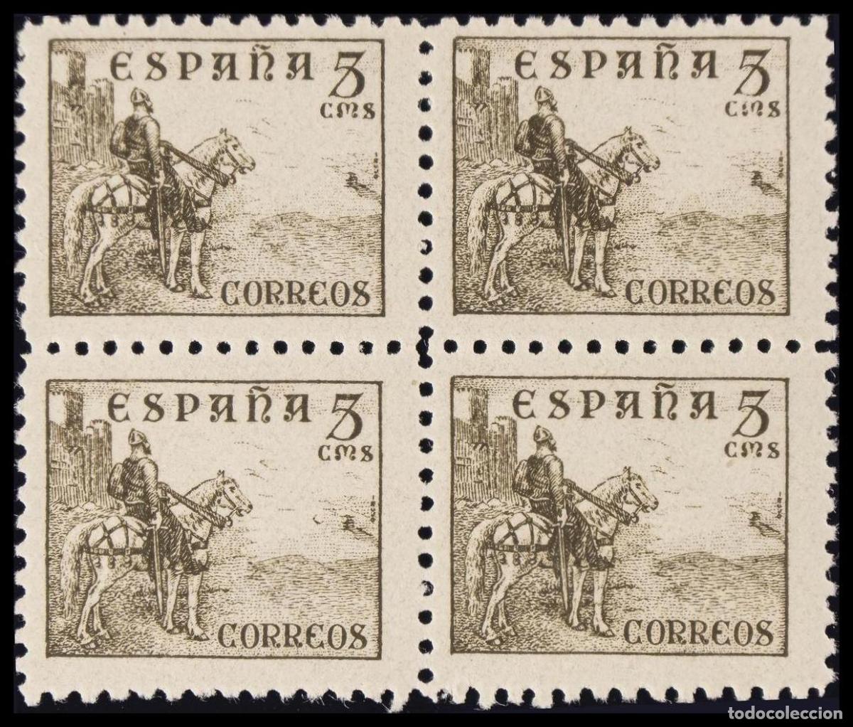 Timbres: 1&ordm; y 2&ordm; Centenario. &#9733;&#9733; 816B(4). 1938. 5 cts casta&ntilde;o, bloque de cuatro. MAGNIFICO. Edifil