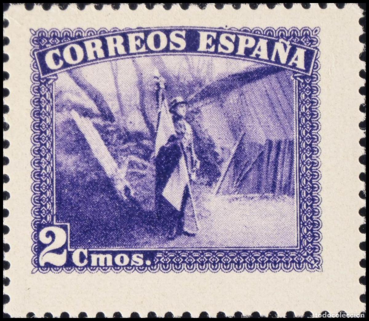 Stamps: 1&ordm; y 2&ordm; Centenario. &#9733;&#9733; SH849A. 1938. 2 cts violeta, procedente de la hoja bloque. MAGNIF