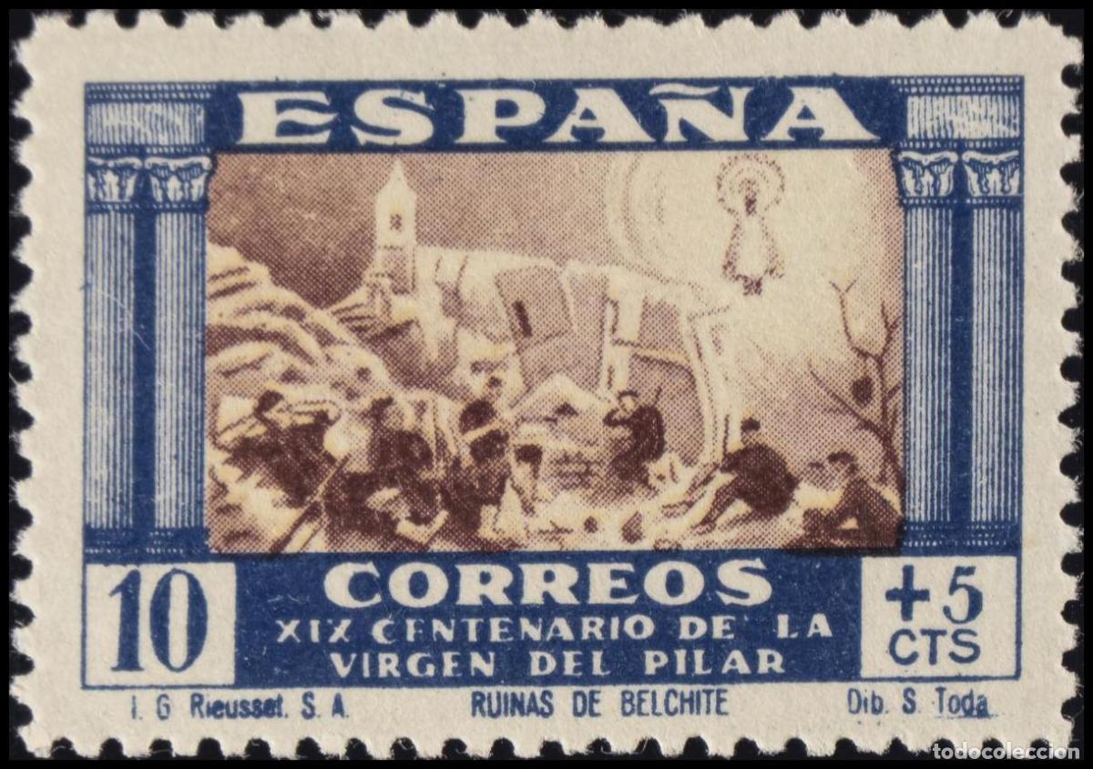 Stamps: 1&ordm; y 2&ordm; Centenario. &#9733; 889. 1940. 10 cts+5 cts azul y sepia. MAGNIFICO.