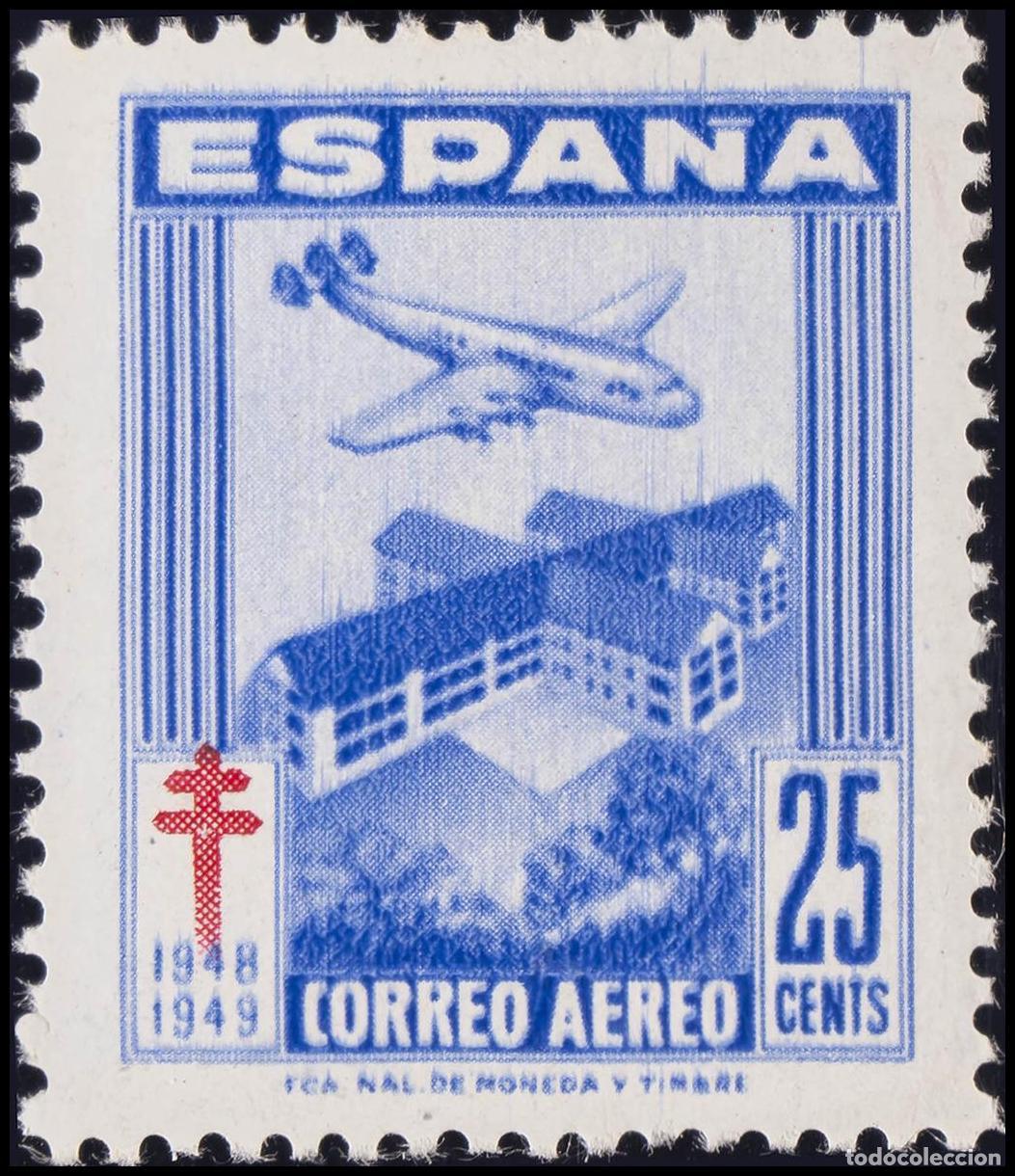Sellos: 1&ordm; y 2&ordm; Centenario. &#9733;&#9733; 1043. 1948. 25 cts ultramar. MAGNIFICO.
