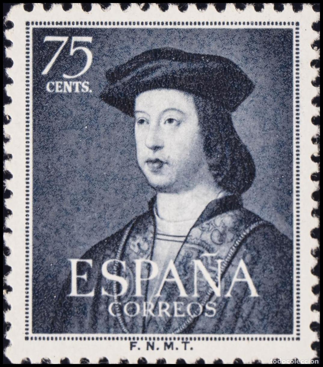 Selos: 1&ordm; y 2&ordm; Centenario. &#9733;&#9733; 1107. 1952. 75 cts azul oscuro. MAGNIFICO. Edifil 2020: 8 Euros