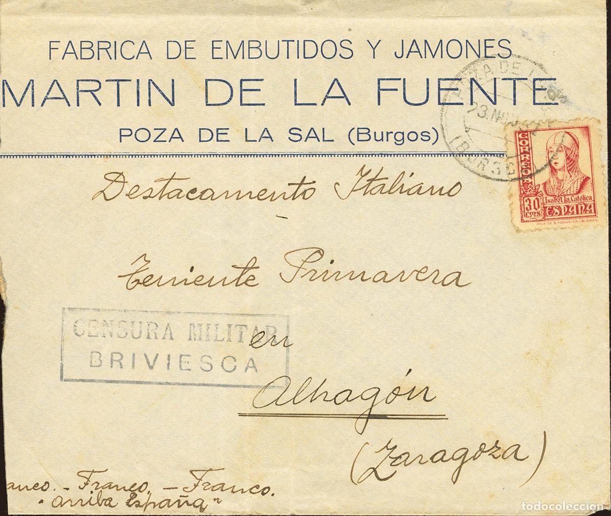 Francobolli: Zona Nacional. Censura Militar Bando Nacional. Guerra Civil. Censura Militar Bando Nacional. POZA DE