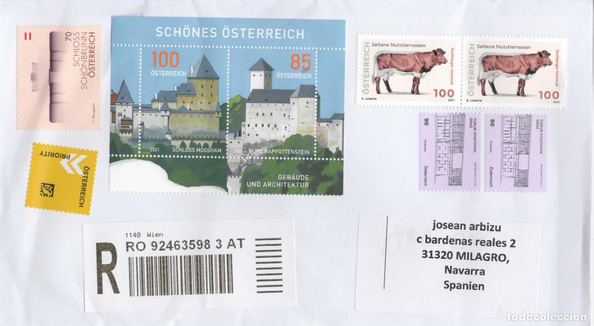 Sellos: AUSTRIA CC CERTIFICADA VACA COW CASTILLO CASTLE - Foto 1