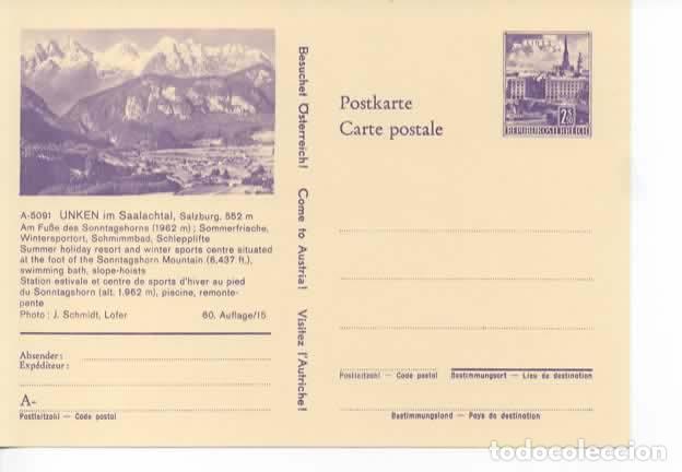 Sellos: AUSTRIA ENTERO POSTAL UNKEN SKI - Foto 1
