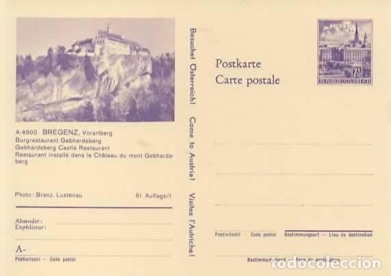 Sellos: AUSTRIA ENTERO POSTAL BREGENZ CASTILLO CASTLE - Foto 1