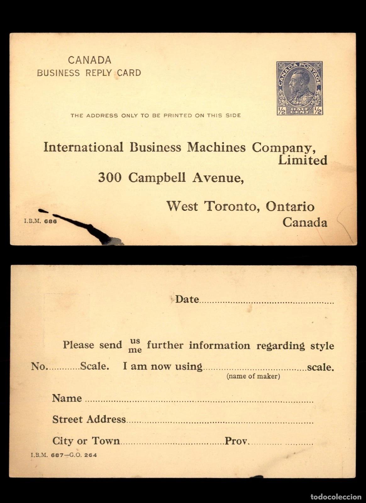 Sellos: CANADA ENTERO POSTAL IBM COMPUTER TIC INFORMATICA OLD CAR - Foto 1