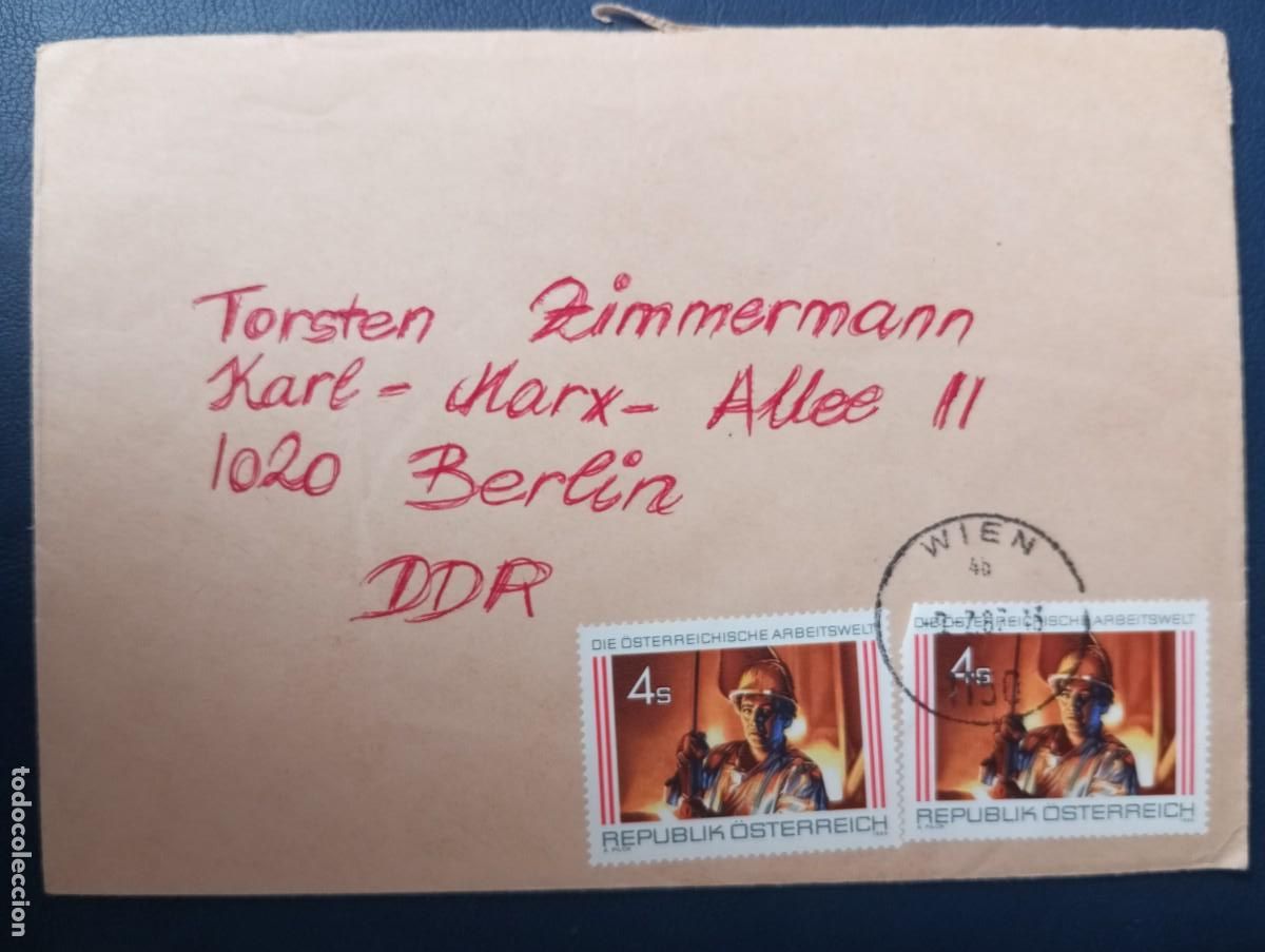 Timbres: AUSTRIA, 1978, SOBRE CON DESTINO ALEMANIA DDR