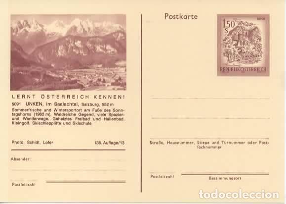 Sellos: AUSTRIA ENTERO POSTAL UNKEN SKI - Foto 1