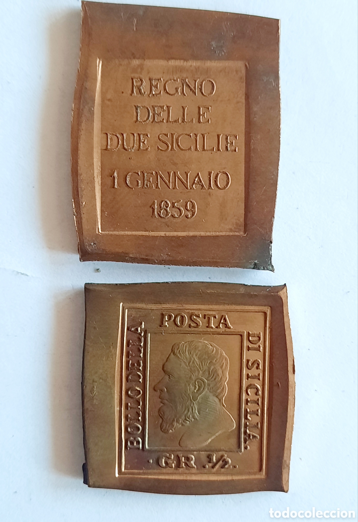 Sellos: Sello Sicilia 1859 en bronce. - Foto 1