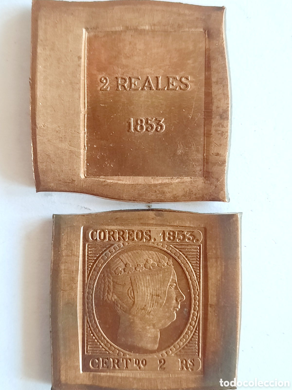 Sellos: Sello 2 reales 1853. En bronce - Foto 1