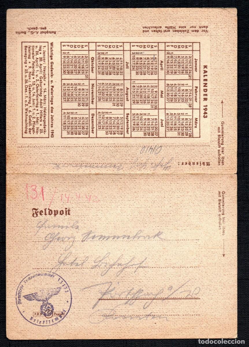 Sellos: ALEMANIA REICH. 1943. FELDPOST CALENDARIO. N&ordm; 33132. CORREO CAMPA&Ntilde;A. 2&ordf; GUERRA MUNDIAL.