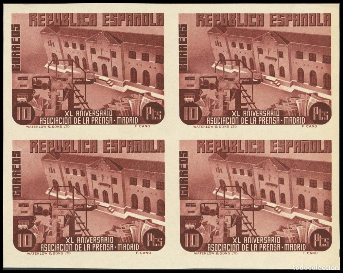 Briefmarken: Selecci&oacute;n Trato Privado. &#9733;&#9733; 695/10s(4). 1936. Serie completa, bloque de cuatro. SIN DENT