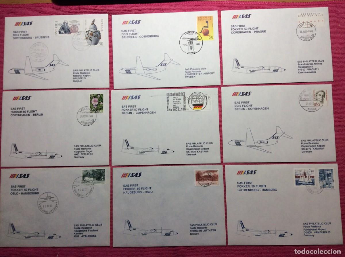 Sellos: LOTE DE 9 CARTAS CIRCULADAS. CORREO A&Eacute;REO (2LLA257)