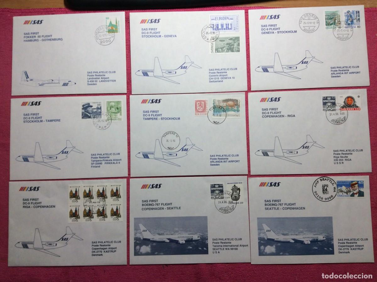 Sellos: LOTE DE 9 CARTAS CIRCULADAS. CORREO A&Eacute;REO (2LLA258)