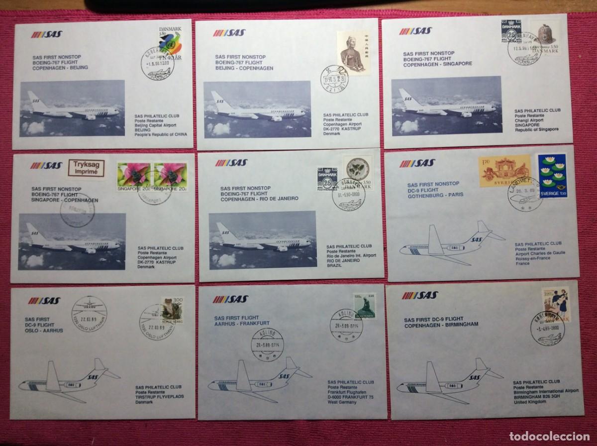 Sellos: LOTE DE 9 CARTAS CIRCULADAS. CORREO A&Eacute;REO (2LLA259)