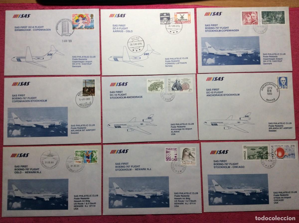 Sellos: LOTE DE 9 CARTAS CIRCULADAS. CORREO A&Eacute;REO (2LLA260)