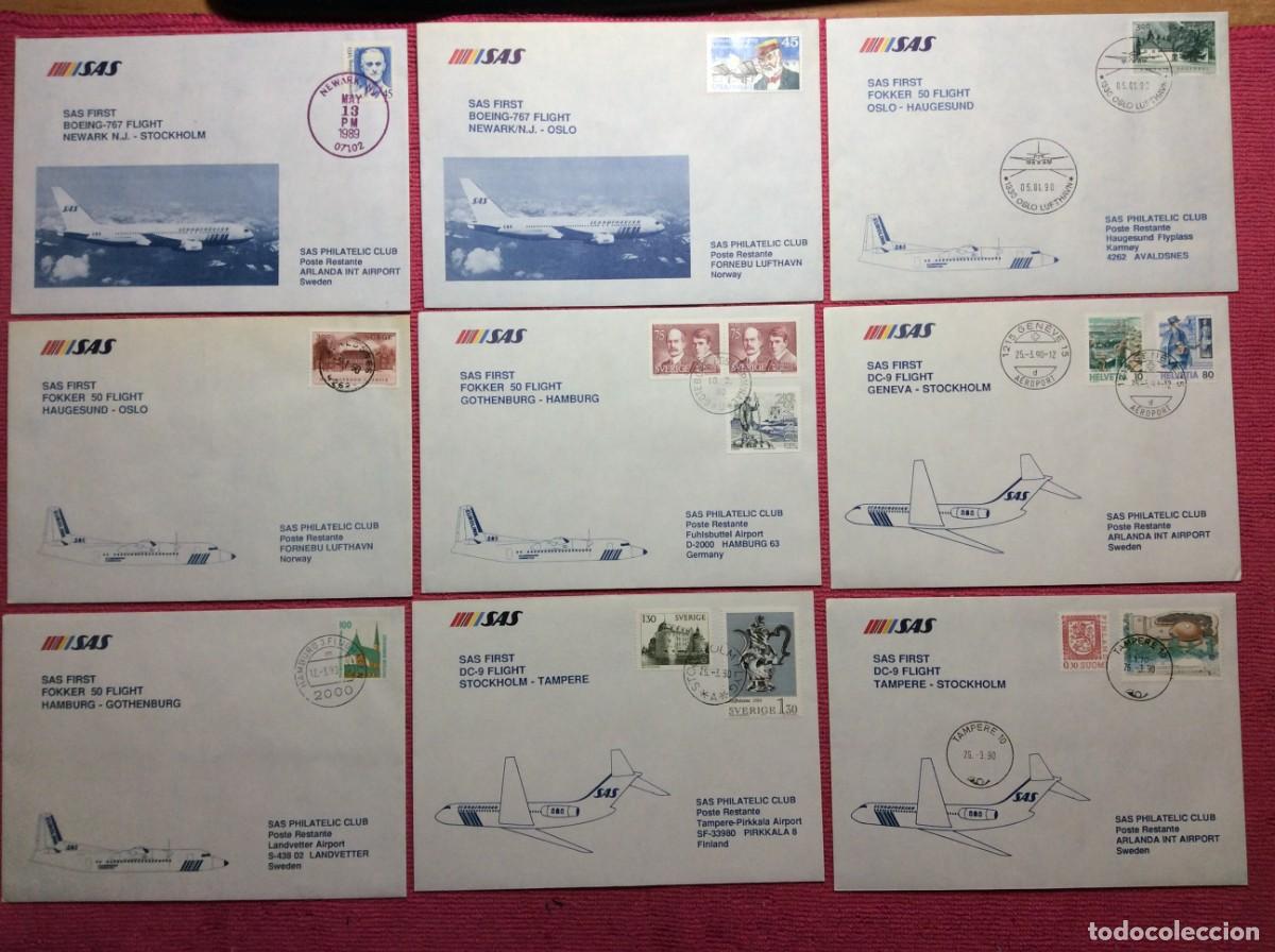 Sellos: LOTE DE 9 CARTAS CIRCULADAS. CORREO A&Eacute;REO (2LLA261)