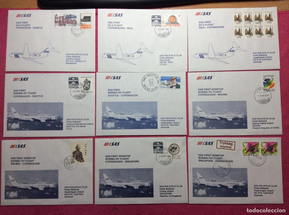 Sellos: LOTE DE 9 CARTAS CIRCULADAS. CORREO A&Eacute;REO (2LLA262)