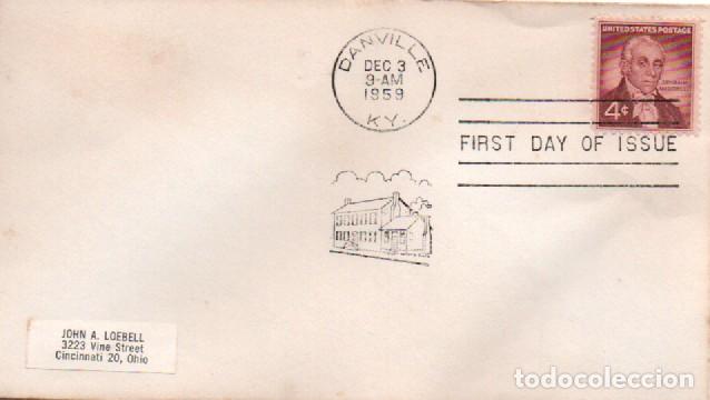 Sellos: ESTADOS UNIDOS IVERT N&ordm; 677, DR Ephraim McDowell, PRIMERA OPERACION INTESTINAL PRIMER DIA 3-12-1959