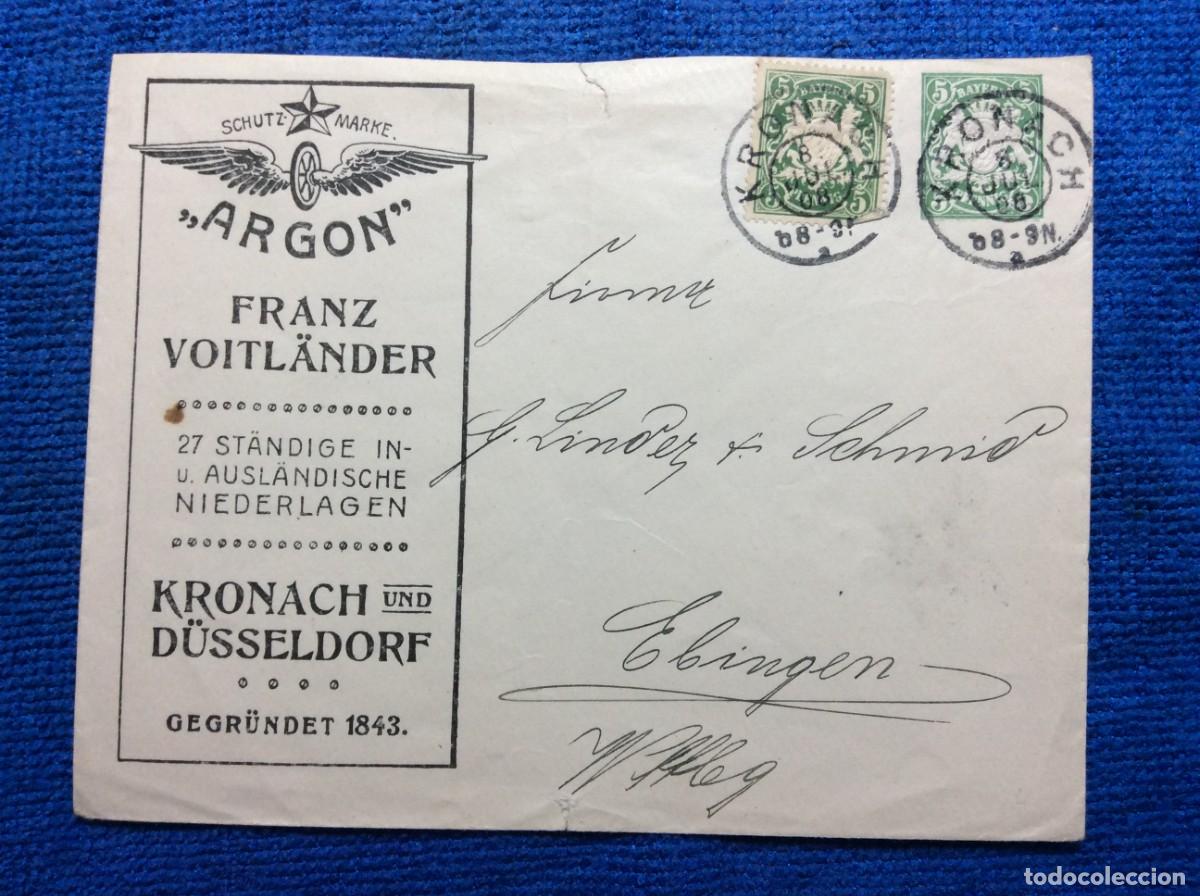 Sellos: ALEMANIA (BAVIERA). 1908 SOBRE ENTERO POSTAL DE EMISI&Oacute;N PRIVADA (1BBZ48)