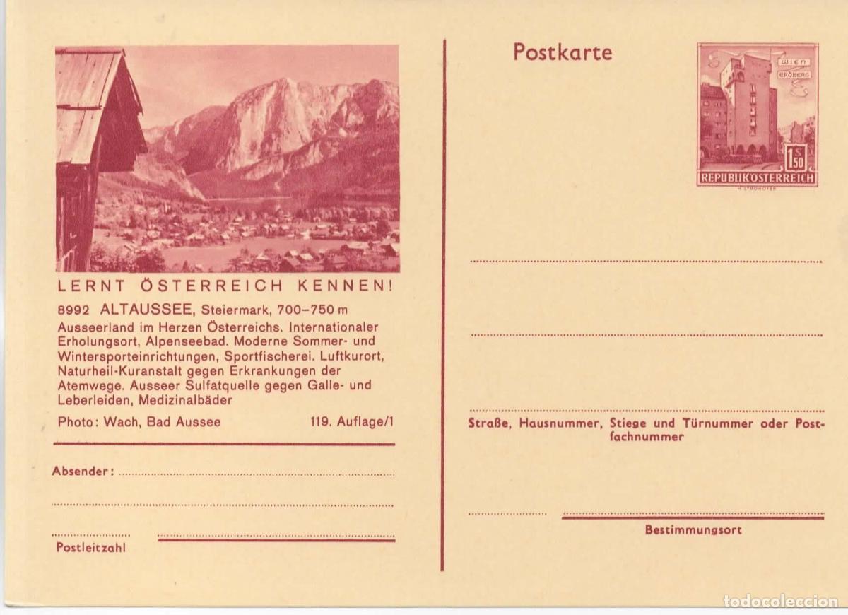 Sellos: AUSTRIA ENTERO POSTAL ALTAUSSEE DEPORTES DE INVIERNO PESCA SALUD