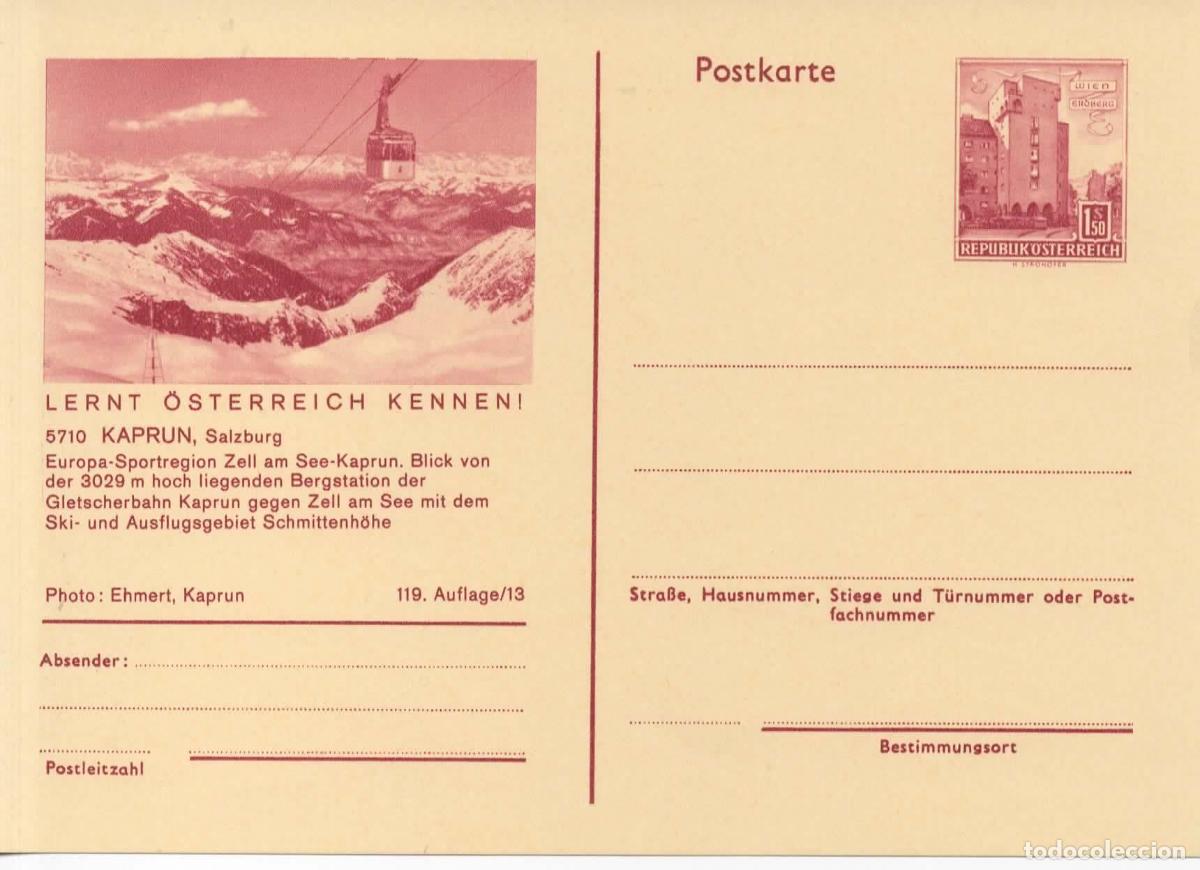 Sellos: AUSTRIA ENTERO POSTAL KAPRUN SALZBURG SKI CABLE CAR