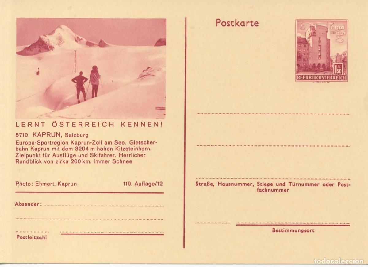 Sellos: AUSTRIA ENTERO POSTAL KAPRUN SALZBURG SKI CABLE CAR