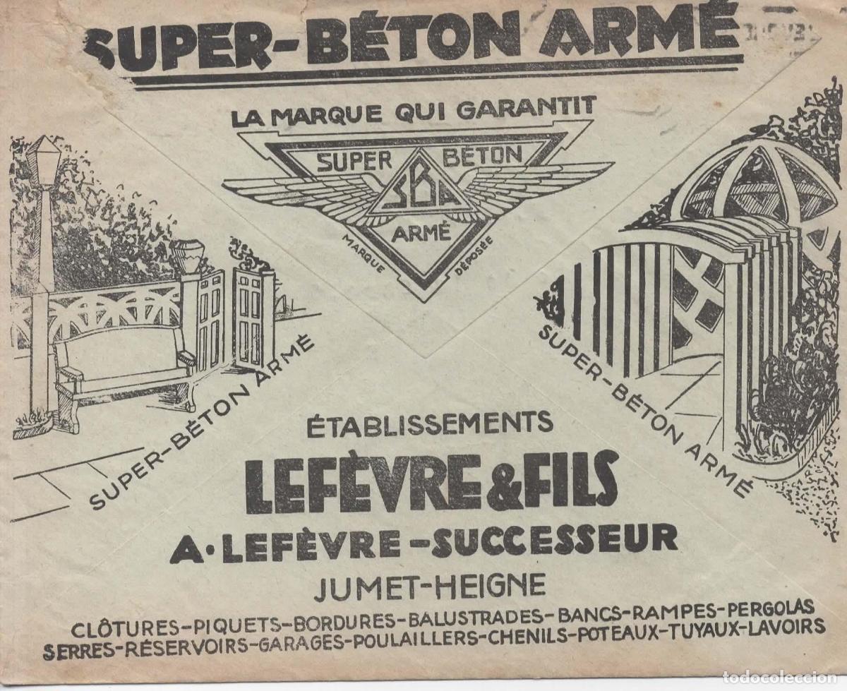 Sellos: BELGICA SOBRE PARA CHEQUES POSTALES 1931 PUBLICIDAD SUPER BETON ARME ARTESANIA JARDINERIA