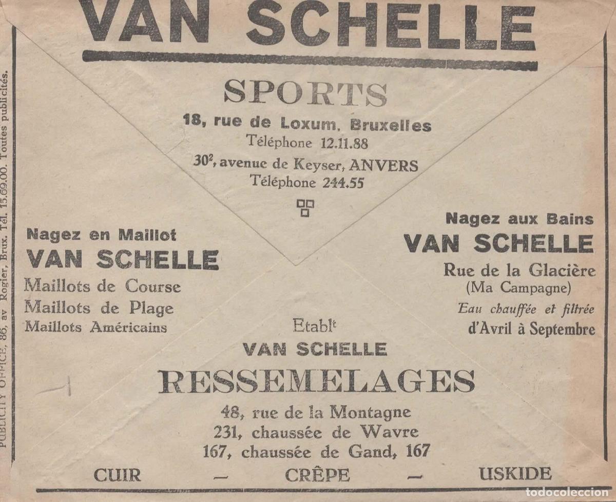 Sellos: BELGICA SOBRE PARA CHEQUES POSTALES 1932 PUBLICIDAD VAN SCHELLE SPORTS ROPA TEXTIL