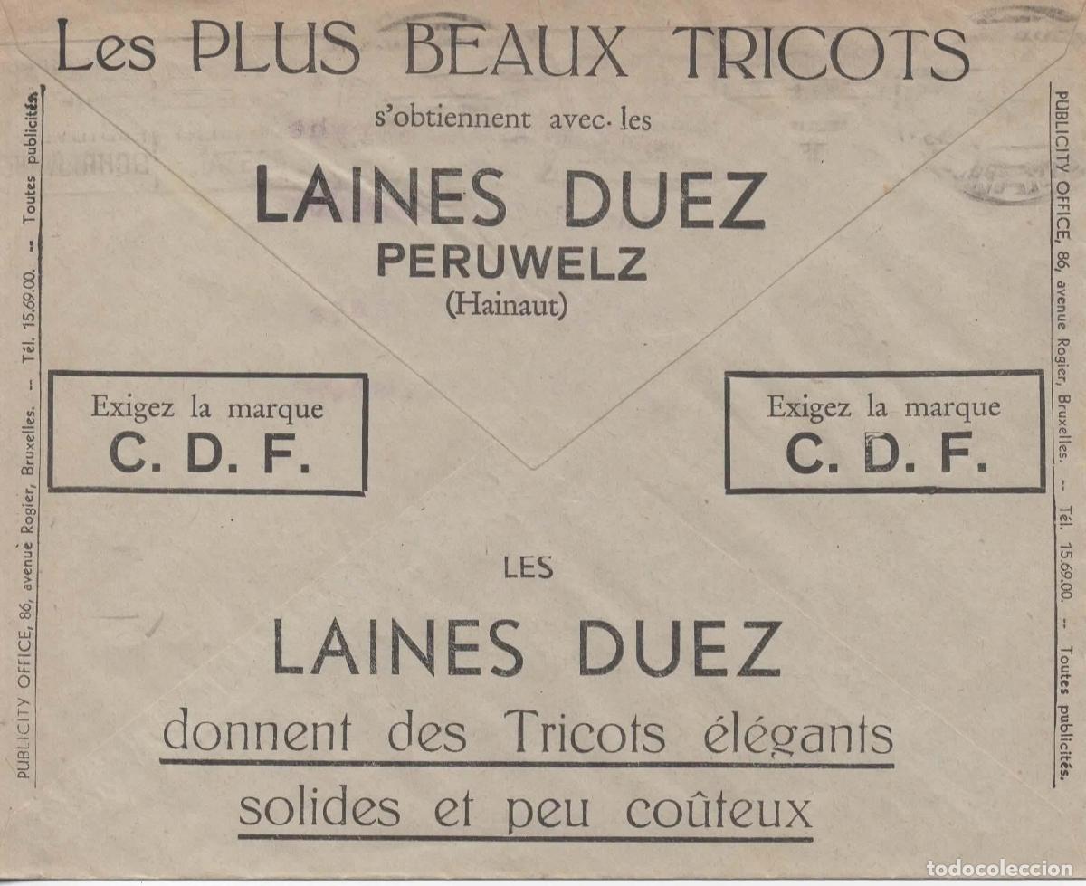 Sellos: BELGICA SOBRE PARA CHEQUES POSTALES 1934 PUBLICIDAD LAINES DUEZ TRICTO FASHION MODA LANA