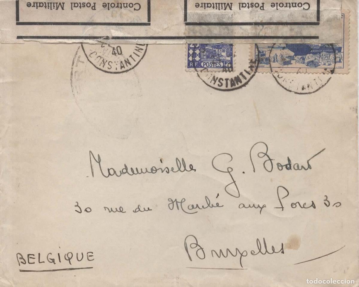 Sellos: ARGELIA CONSTANTINE 1940 A BELGICA CERNSURA FRANCESA