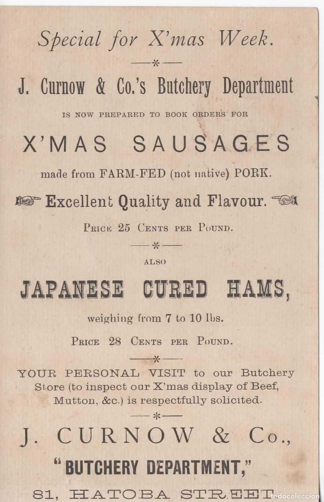 Sellos: JAPON ENTERO POSTAL PUBLICIDAD CURED HAMS COMIDA FOOD SAUSAGES PORK