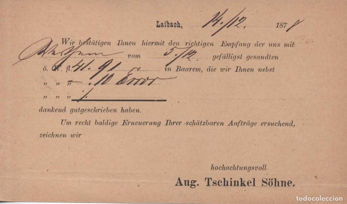 Sellos: AUSTRIA ENTERO POSTAL LAIBACH 1878