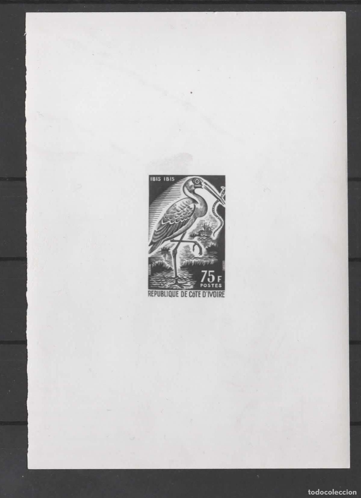 Sellos: COTE D&acute;IVOIRE PRUEBA FOTOGRAFICA PHOTOGRAPHIC PROOF BIRD PAJARO IBIS