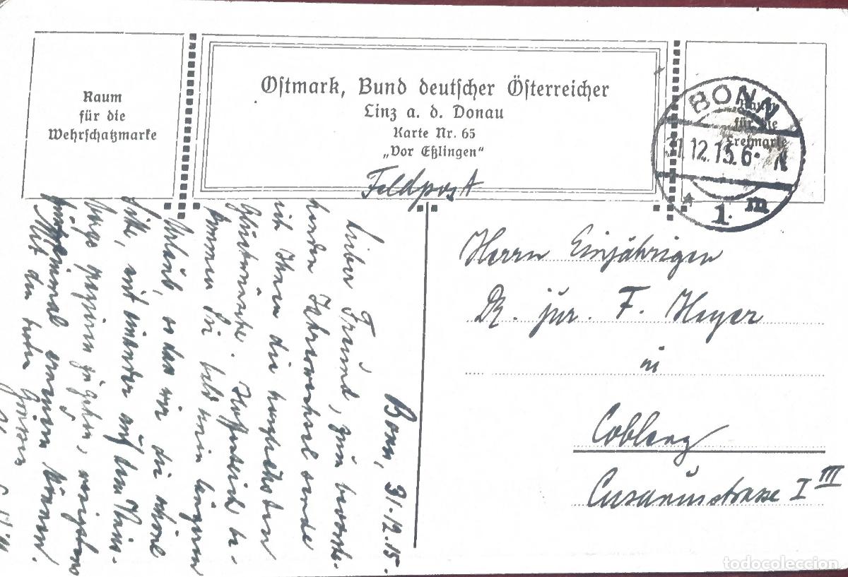 Sellos: ALEMANIA WW1 CORREO MILITAR FELDPOST BONN A COBLENZ 1925