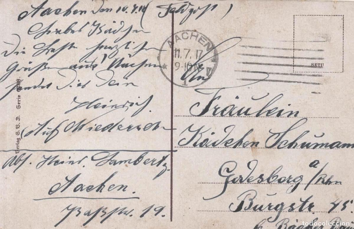 Sellos: ALEMANIA WW1 CORREO MILITAR FELDPOST AACHEN 1917