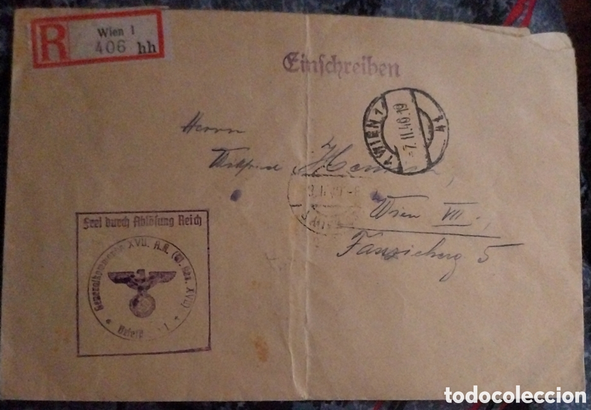 Sellos: JOYAZA: CERTIFICADO III REICH 1940 - VIENA - CALIG