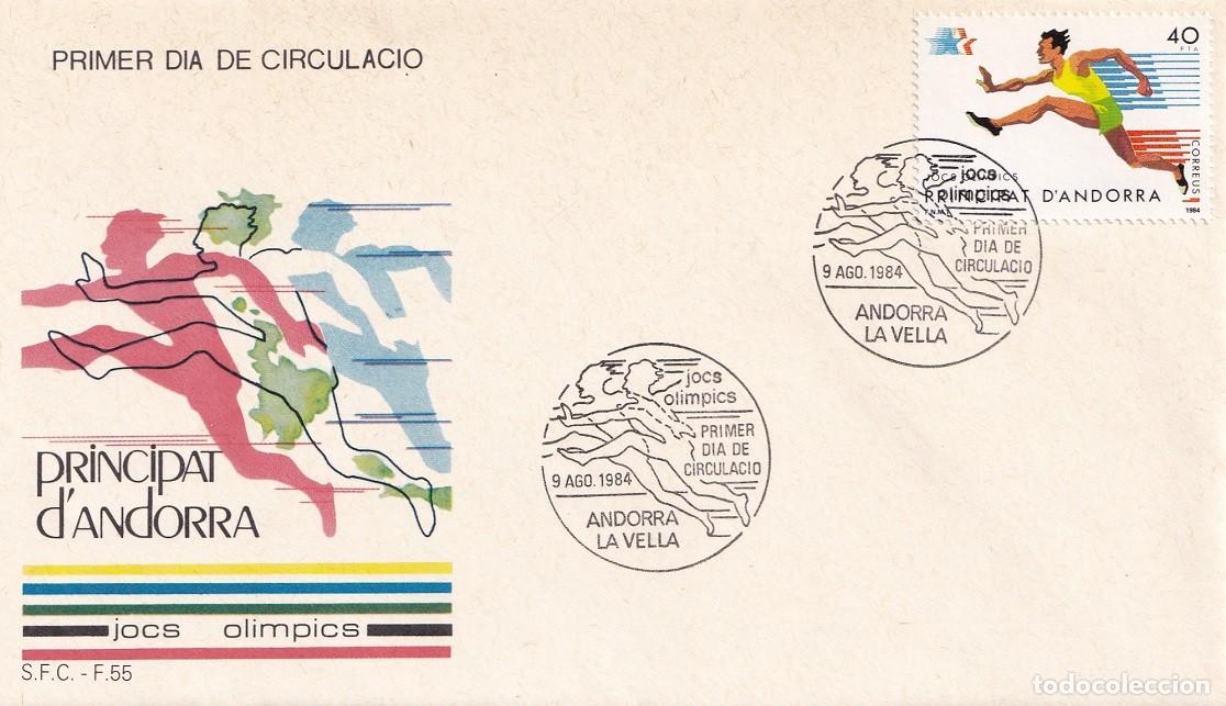 Sellos: FDC 1984 Principat d' Andorra - Jocs Ol&iacute;mpics - Atletismo - Juegos Ol&iacute;mpicos Los &Aacute;ngeles (EE.UU.)